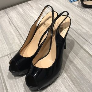 Guess Open Toe Black Heels
